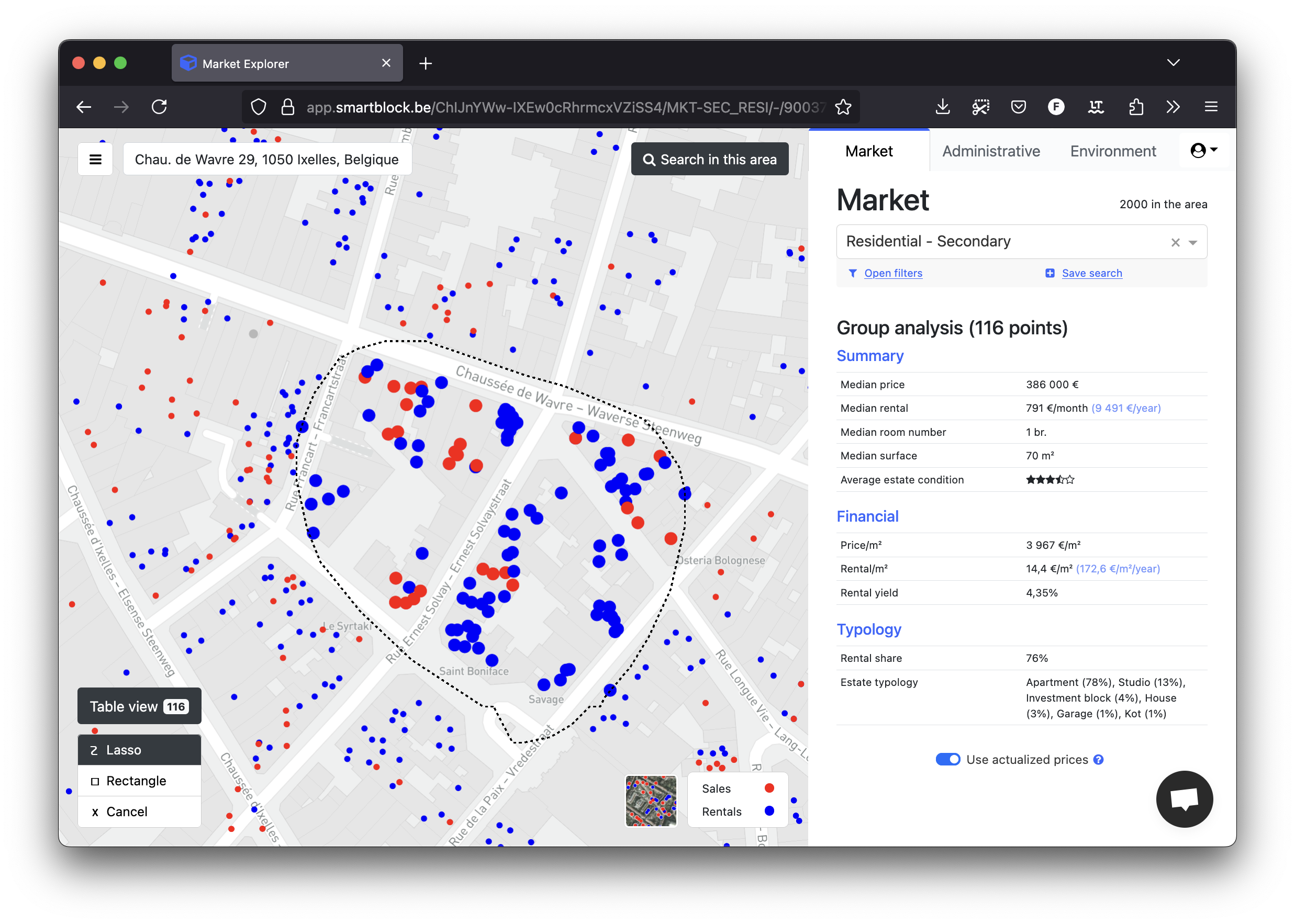 Market Explorer - lasso selection Market Explorer - lasso selection