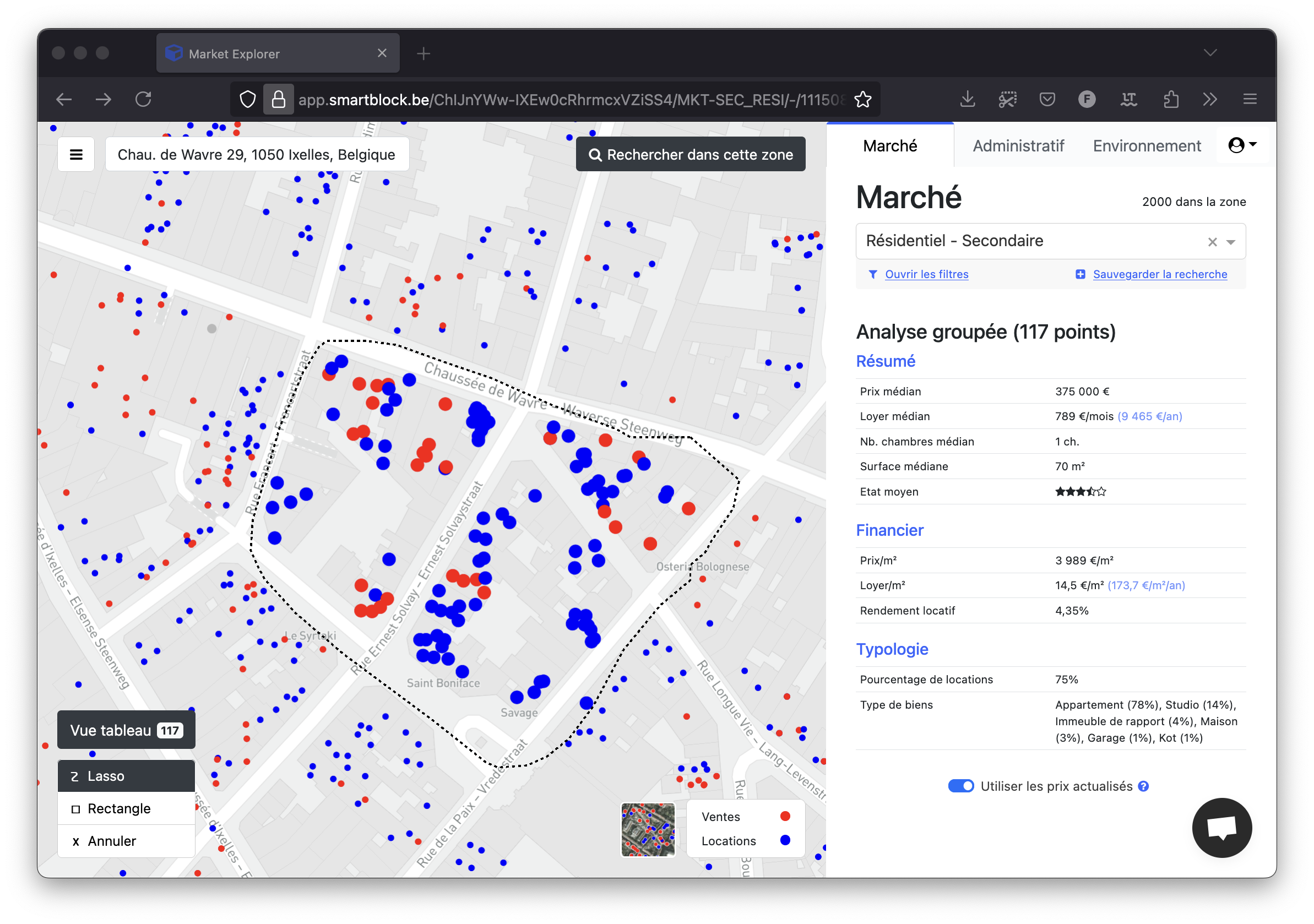 Market Explorer - lasso selection Market Explorer - lasso selection